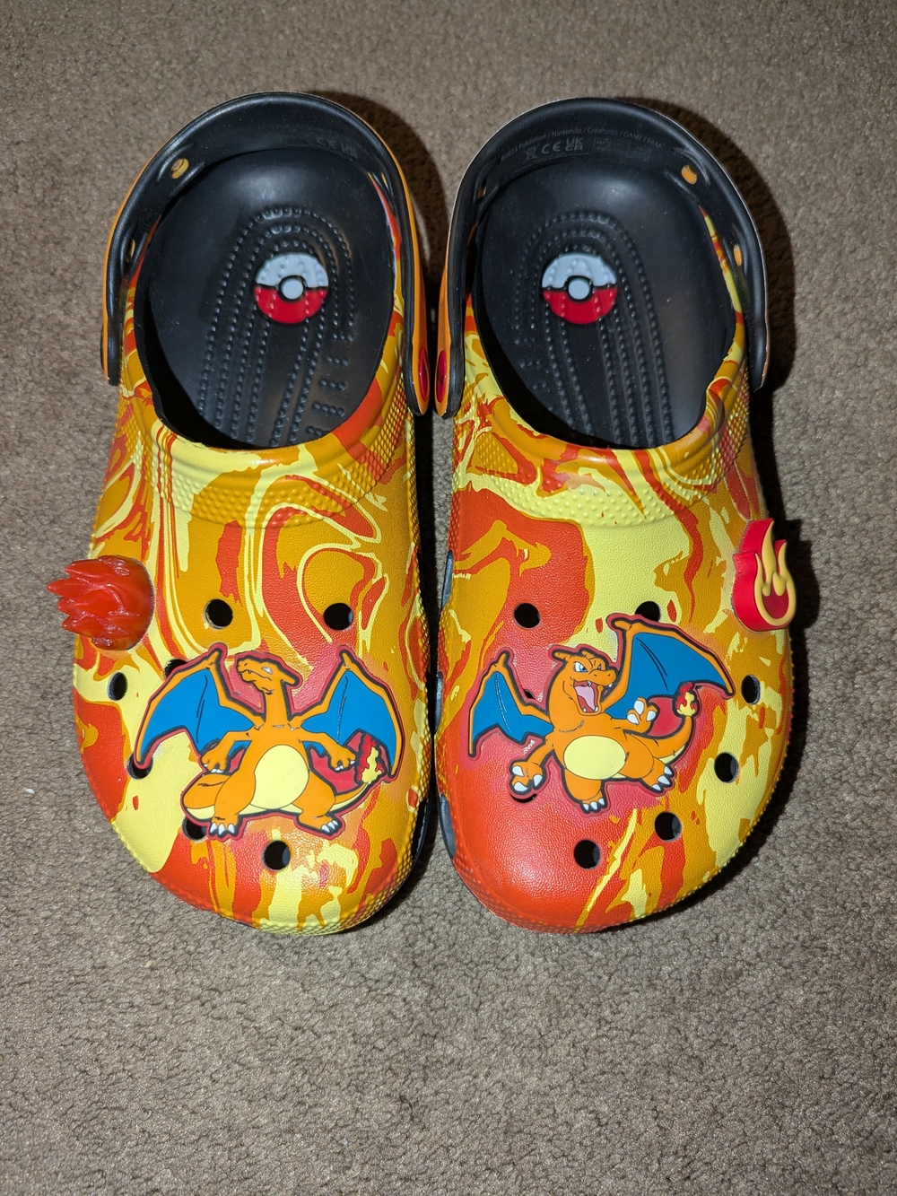 Pokemon Crocs Yellow & Orange Charizard Size J6, Fits M6/W8